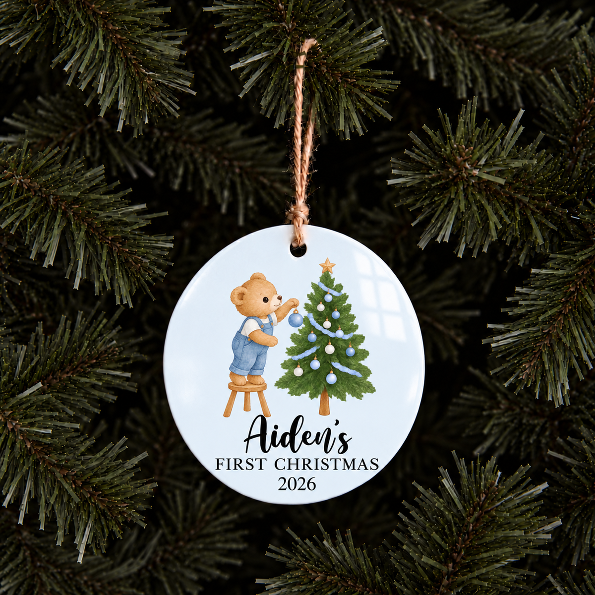 Personalized Baby’s First Christmas Ornament – Teddy Bear