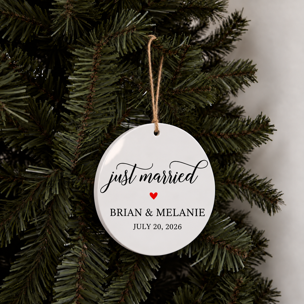 Just Married Ceramic Ornament