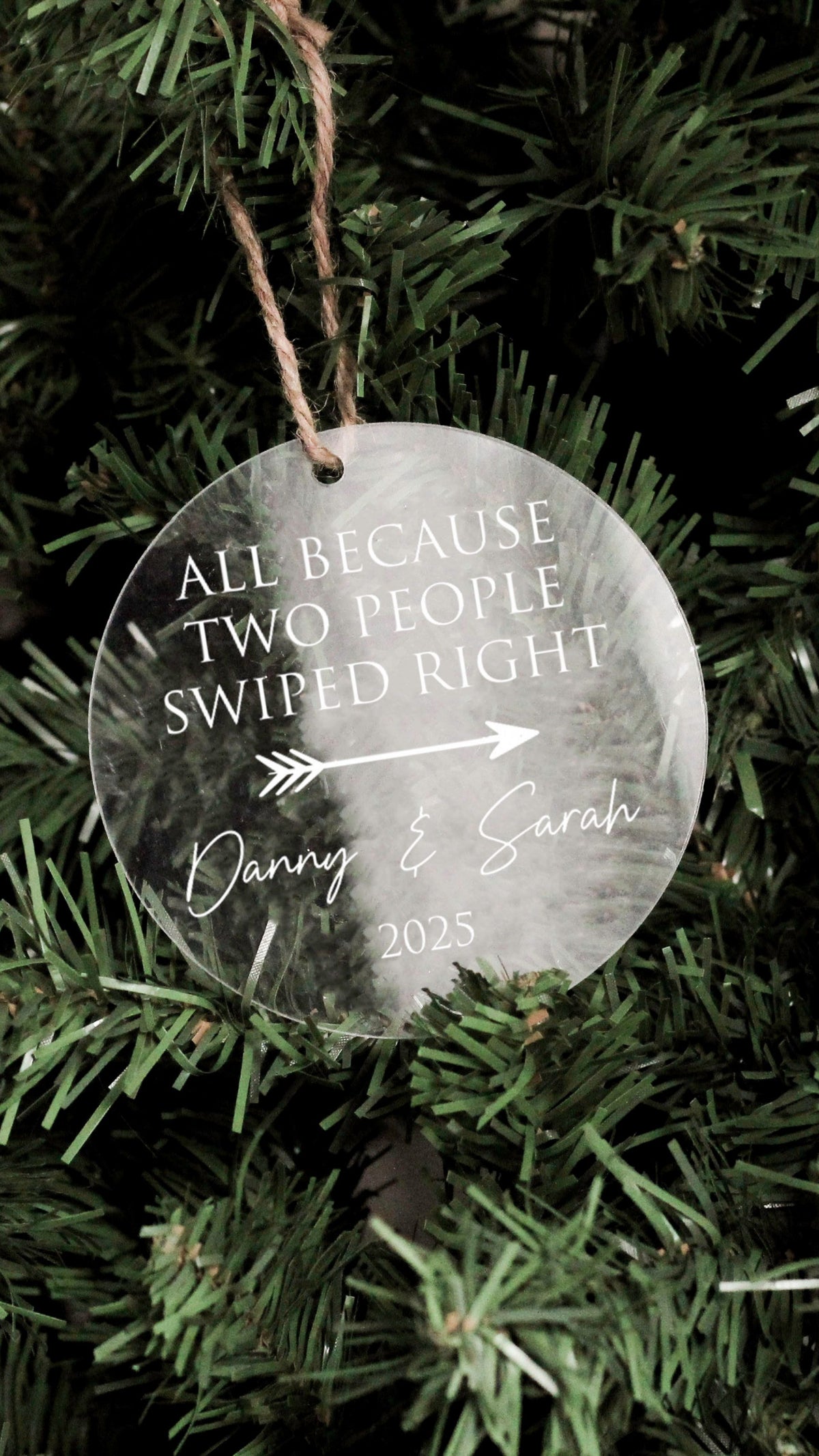 Swiped Right Couples Acrylic Ornament