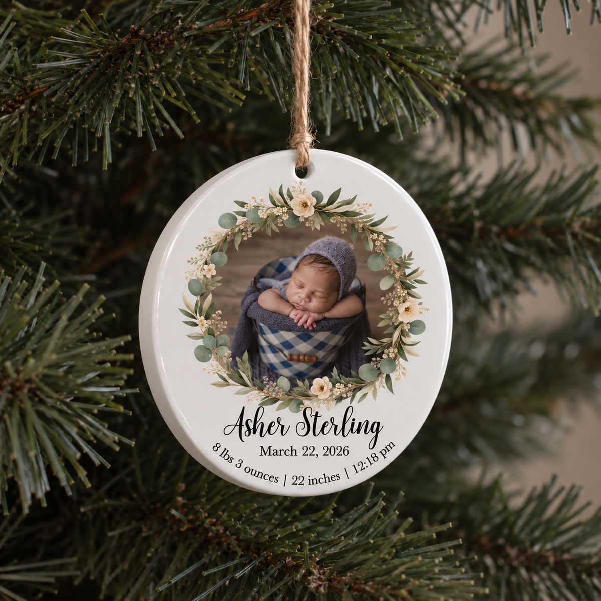 Newborn Stat/Photo Ornament