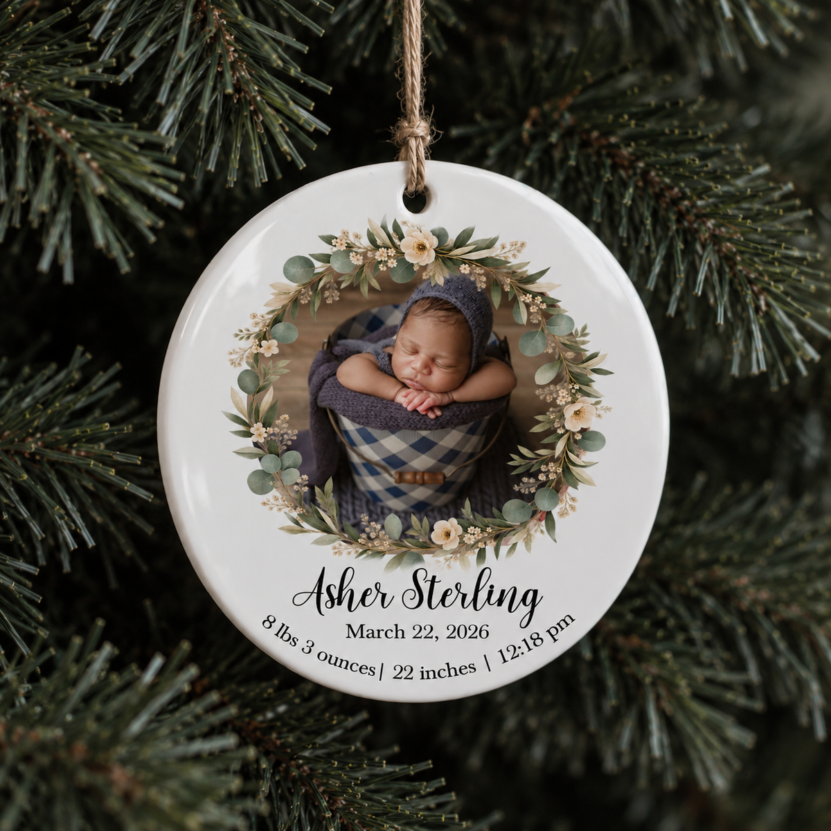 Newborn Stat/Photo Ornament