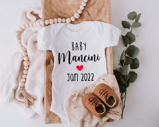 Baby Announcement Surname/Date Onesie