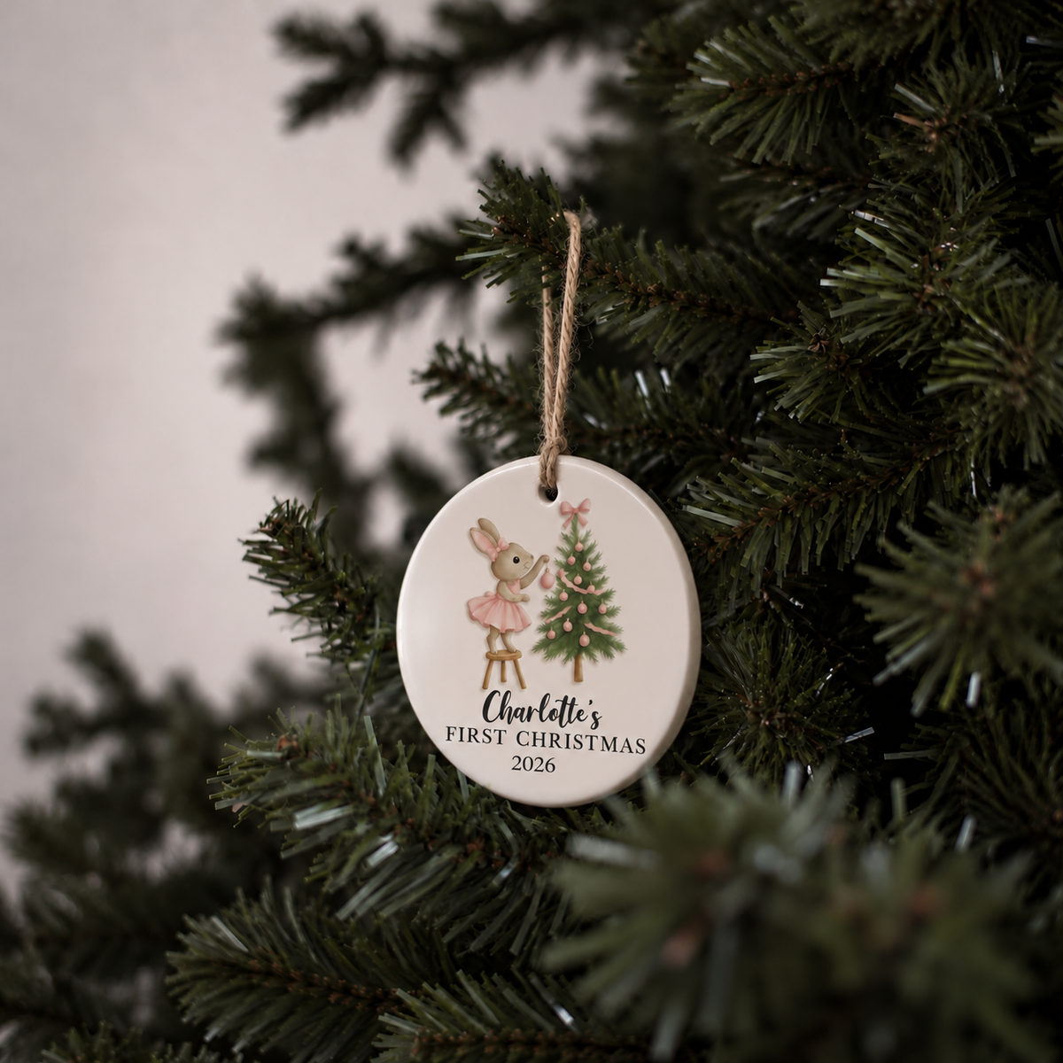 Personalized Bunny First Christmas Ornament
