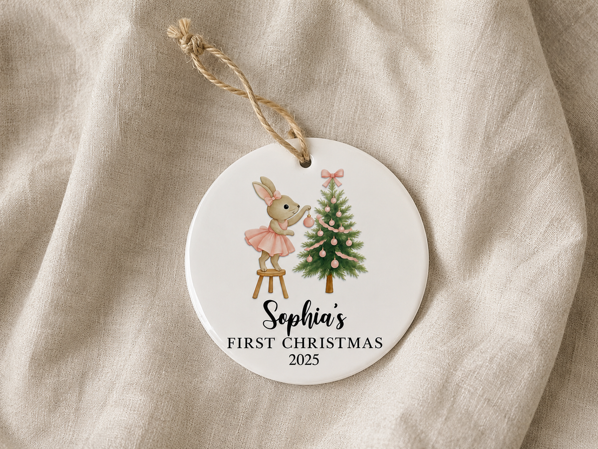 Personalized Bunny First Christmas Ornament