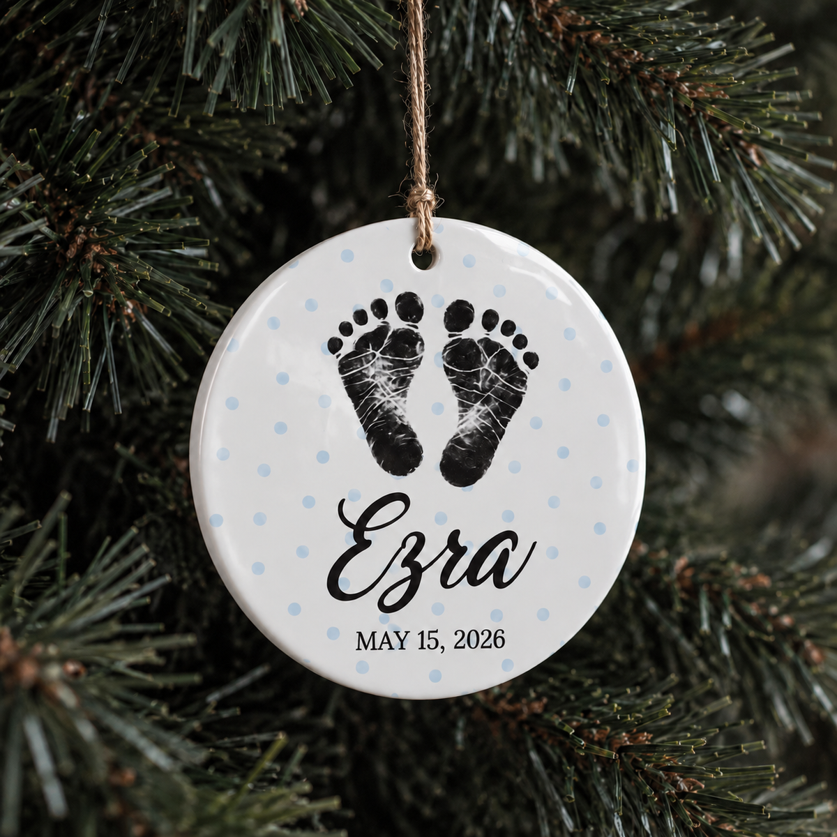 Baby Footprint (Blue) Christmas Ornament
