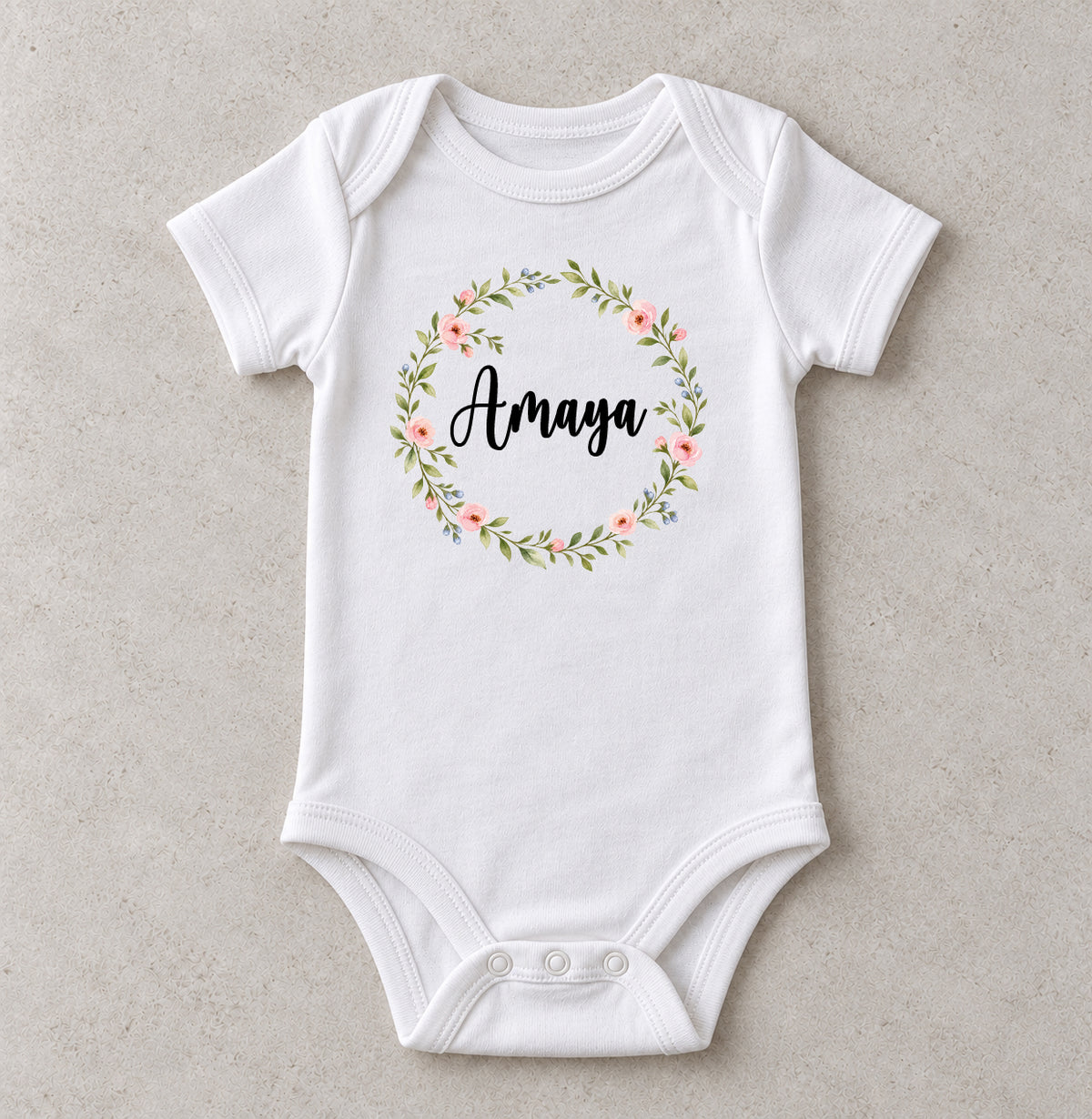 Personalized Floral Wreath Onesie/Toddler Shirt