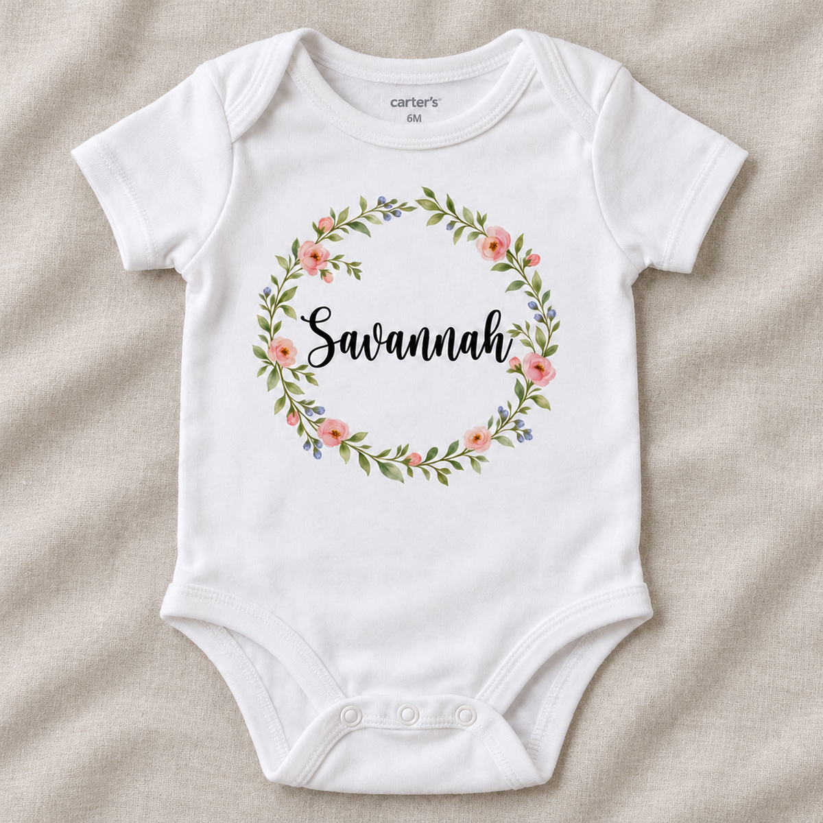 Personalized Floral Wreath Onesie/Toddler Shirt