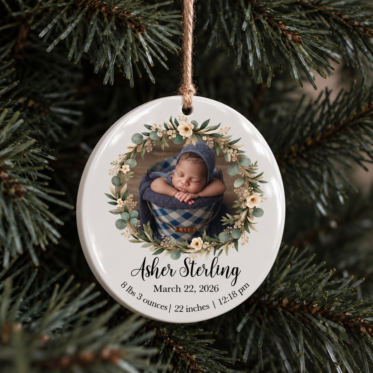 Newborn Stat/Photo Ornament