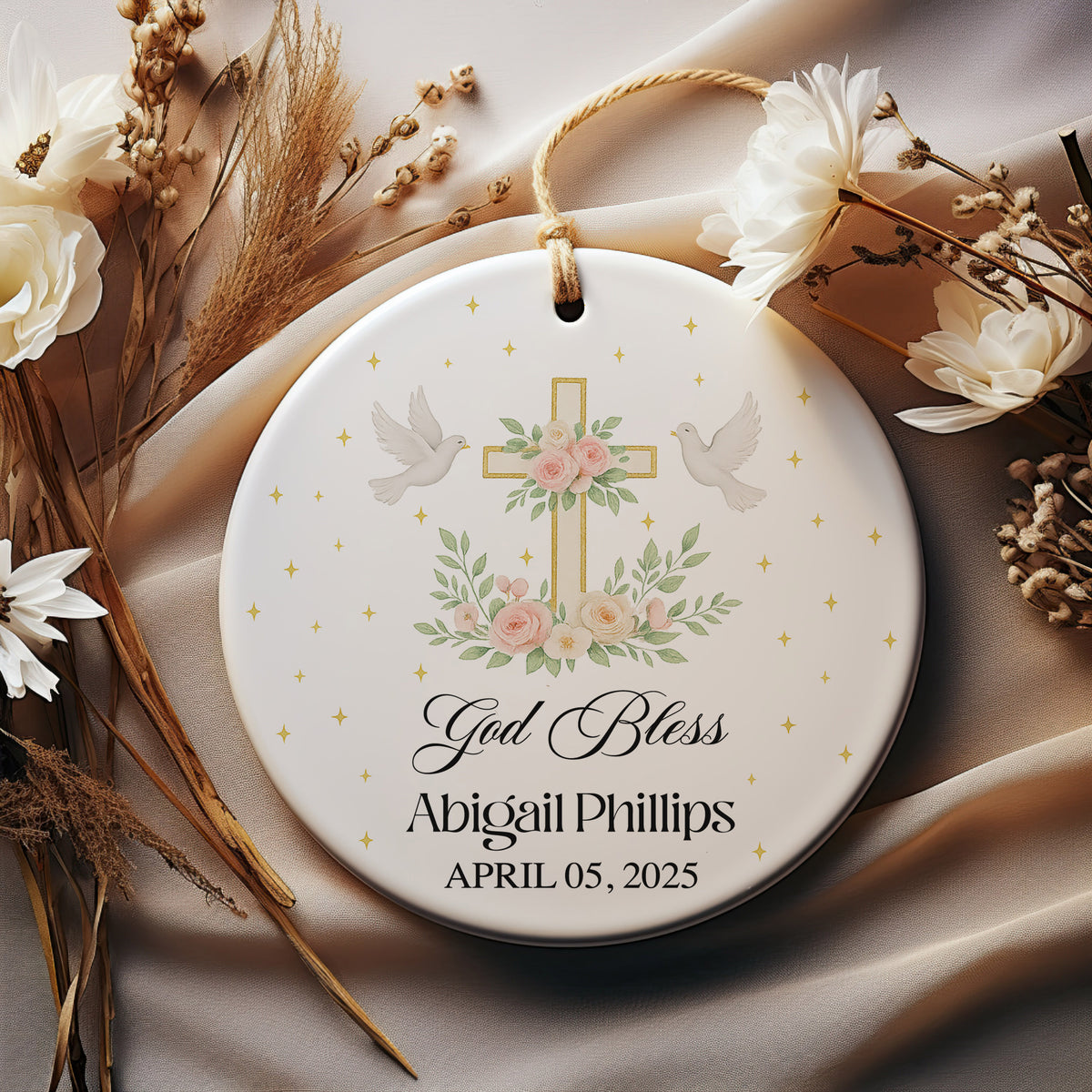 God Bless Ceramic Ornament