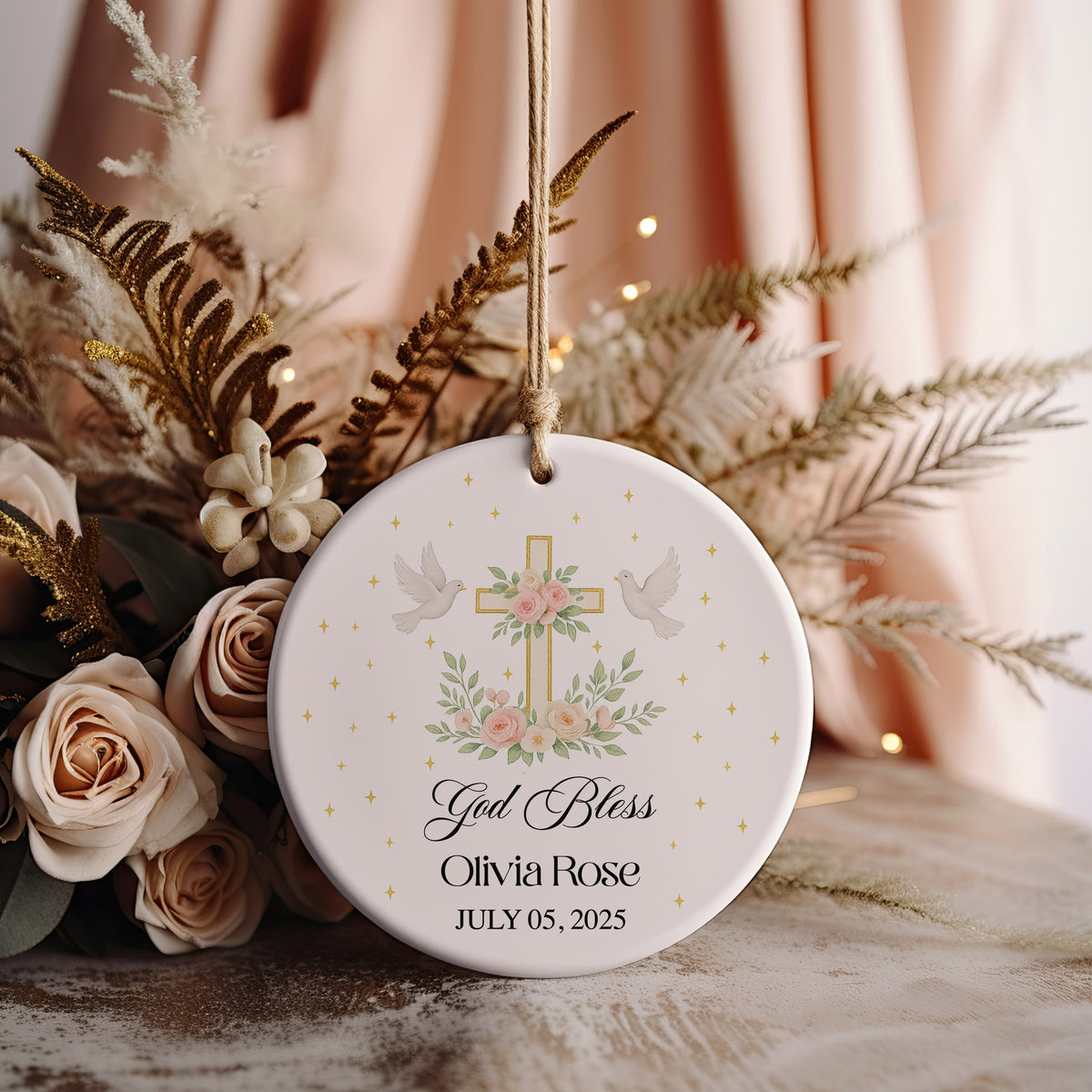 God Bless Ceramic Ornament