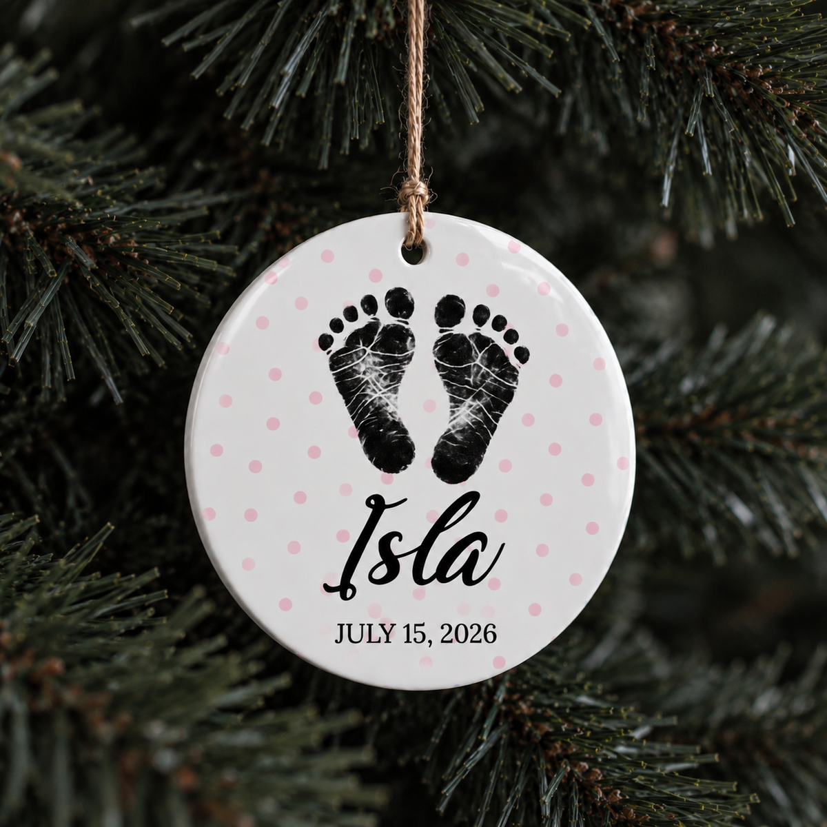 Baby Footprint (Pink) Christmas Ornament