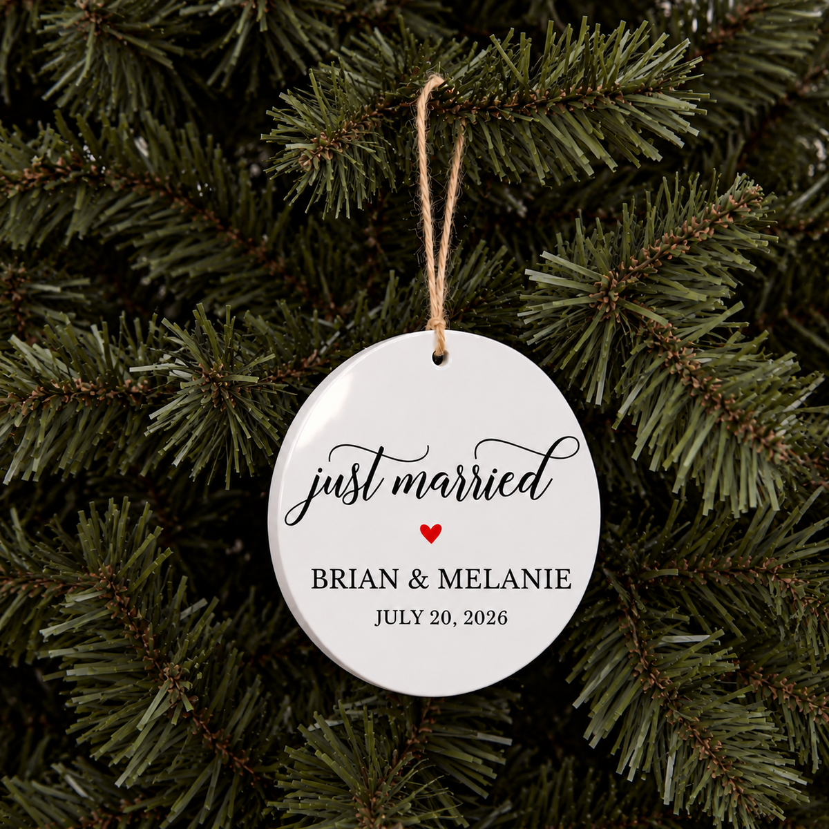 Just Married Ceramic Ornament