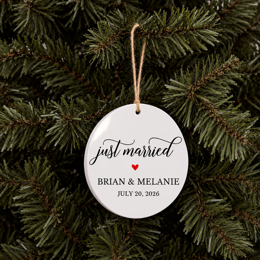 Just Married Ceramic Ornament