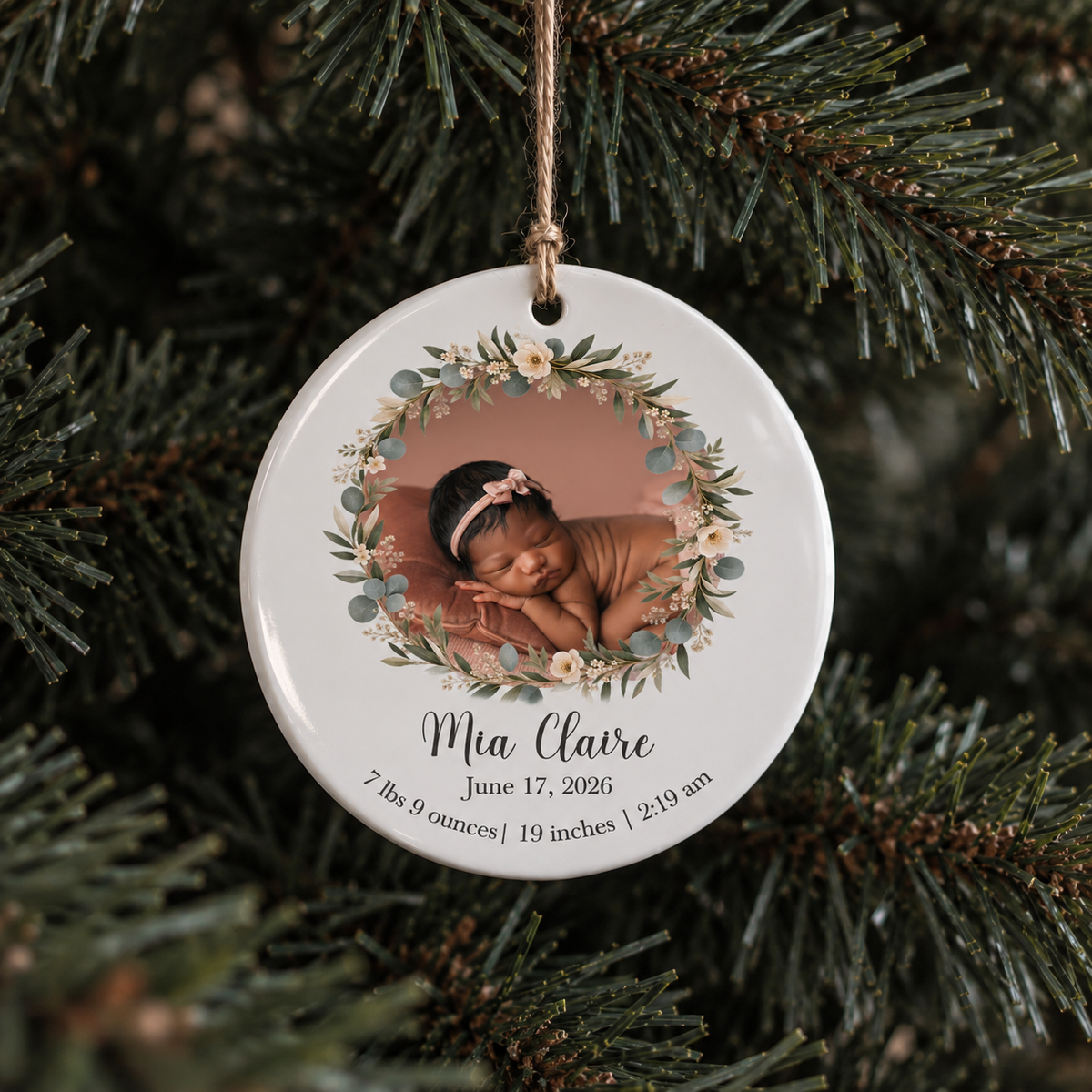 Newborn Stat/Photo Ornament
