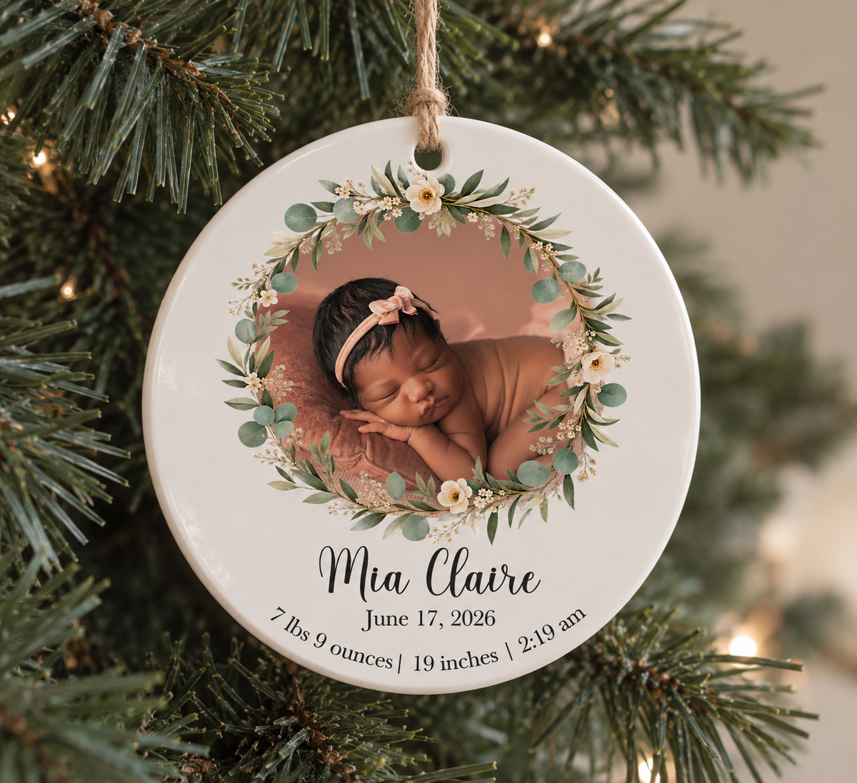 Newborn Stat/Photo Ornament