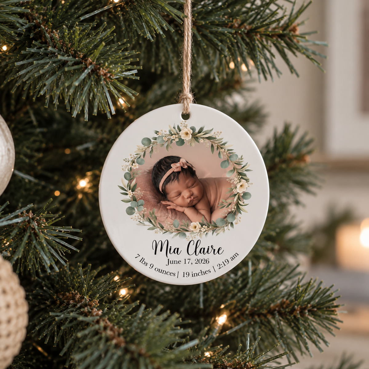 Newborn Stat/Photo Ornament