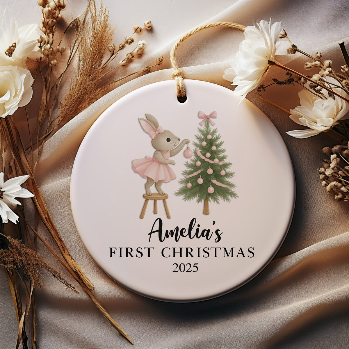 Personalized Bunny First Christmas Ornament