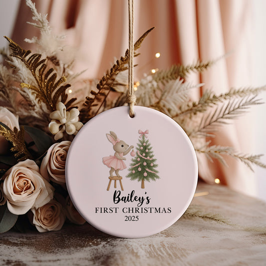 Personalized Bunny First Christmas Ornament