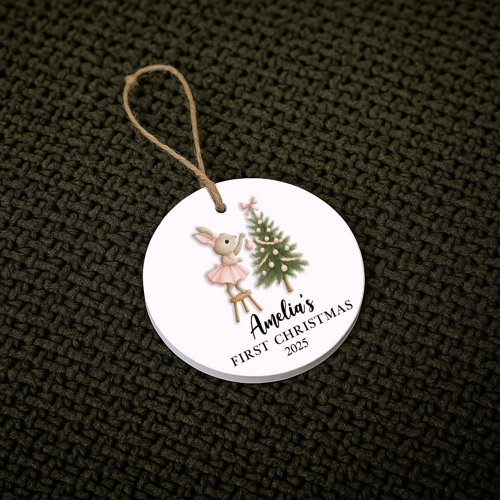 Personalized Bunny First Christmas Ornament