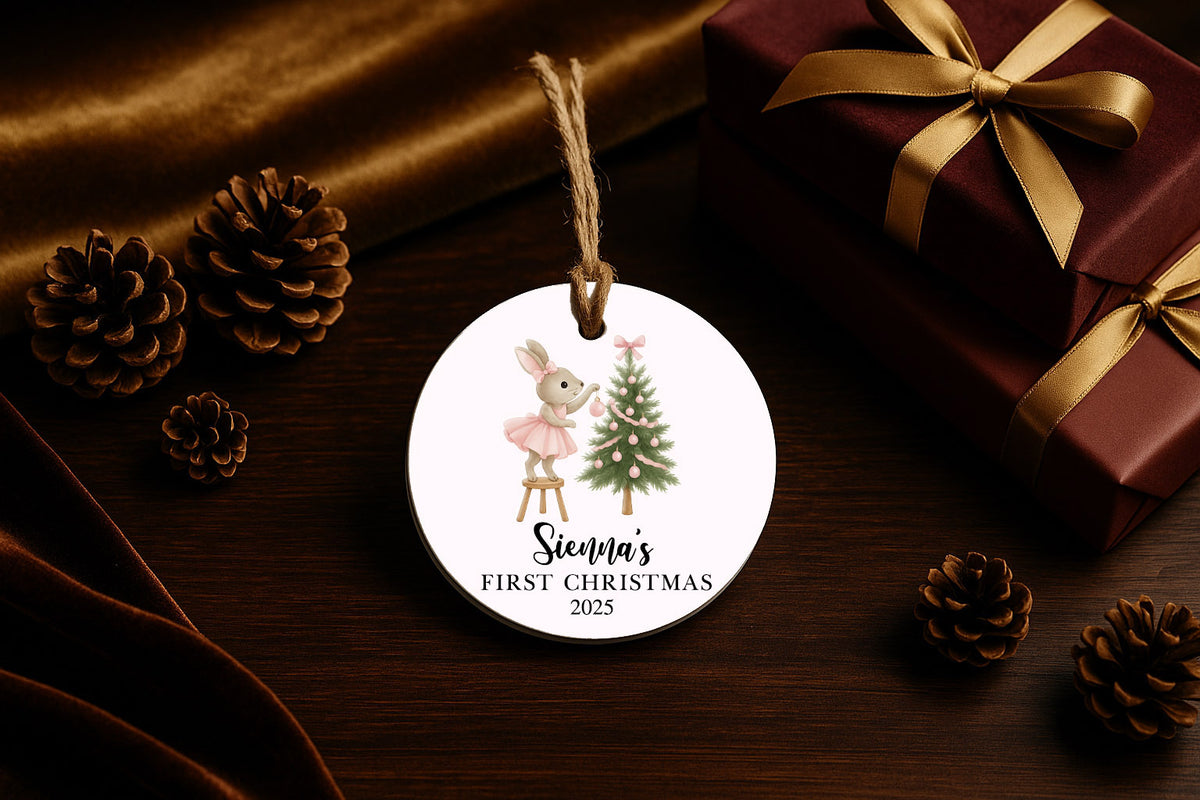 Personalized Bunny First Christmas Ornament