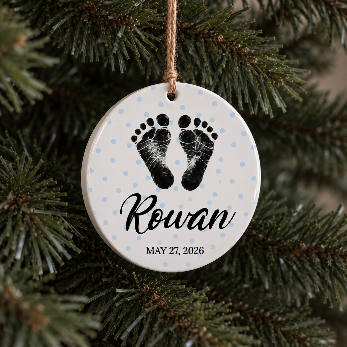 Baby Footprint (Blue) Christmas Ornament
