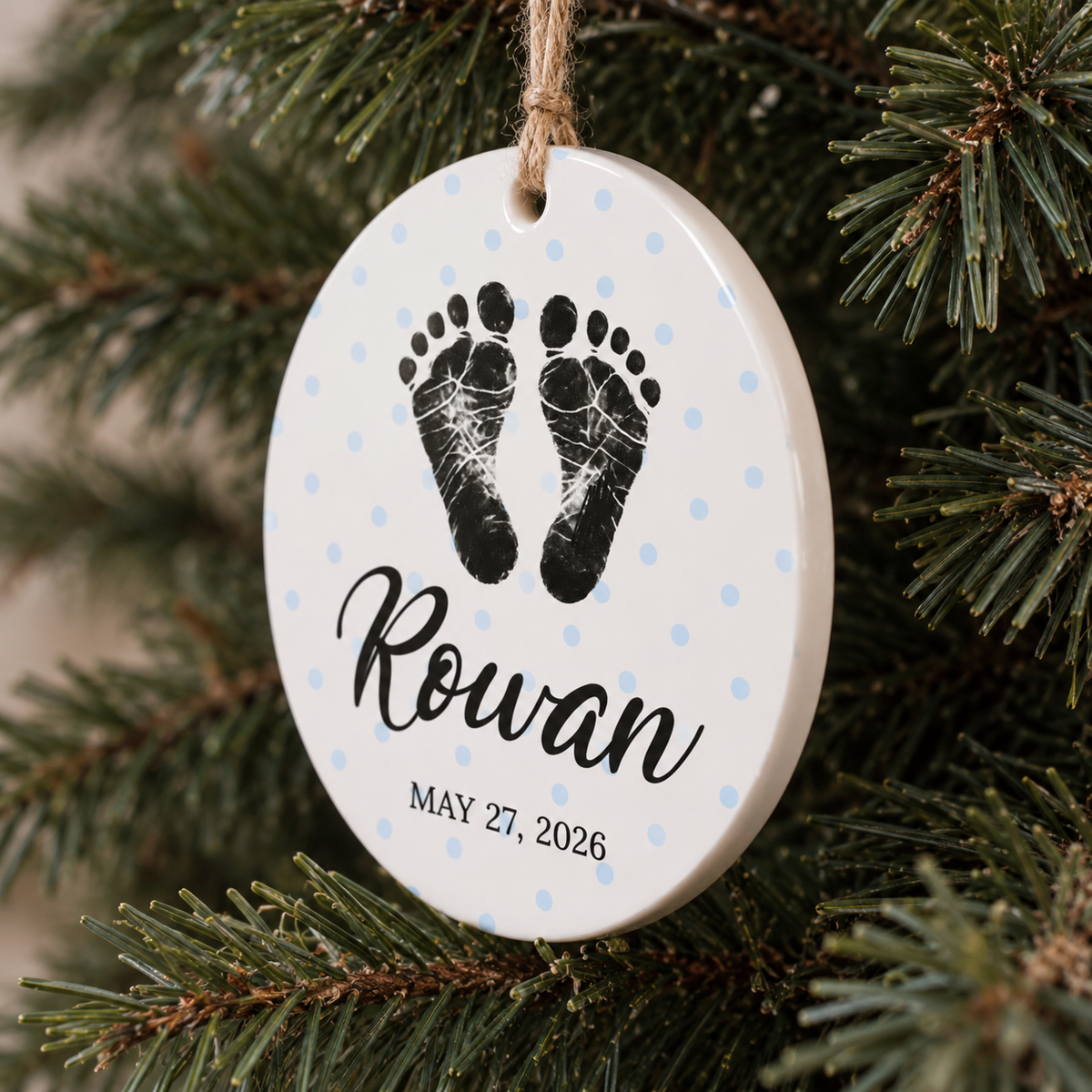 Baby Footprint (Blue) Christmas Ornament