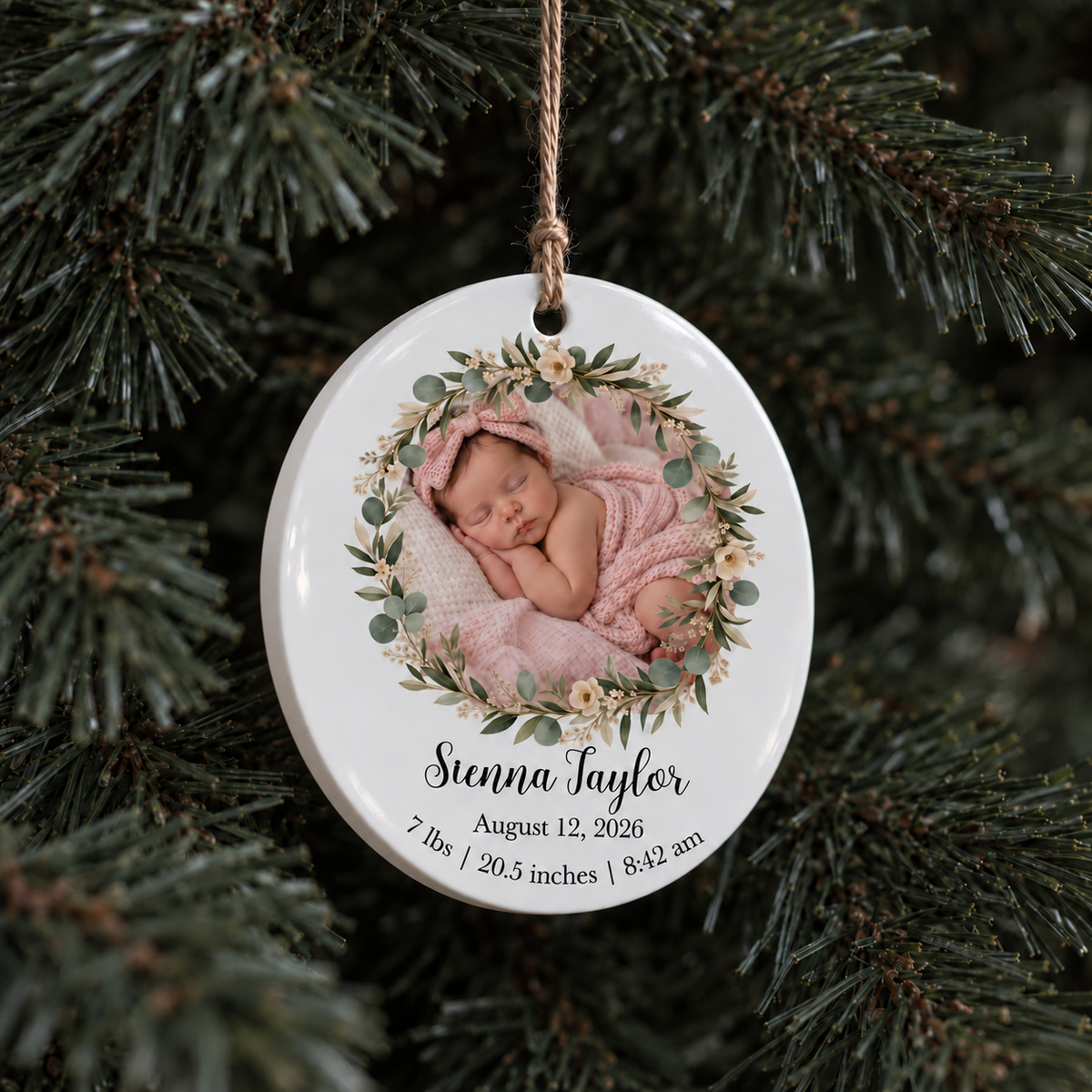 Newborn Stat/Photo Ornament