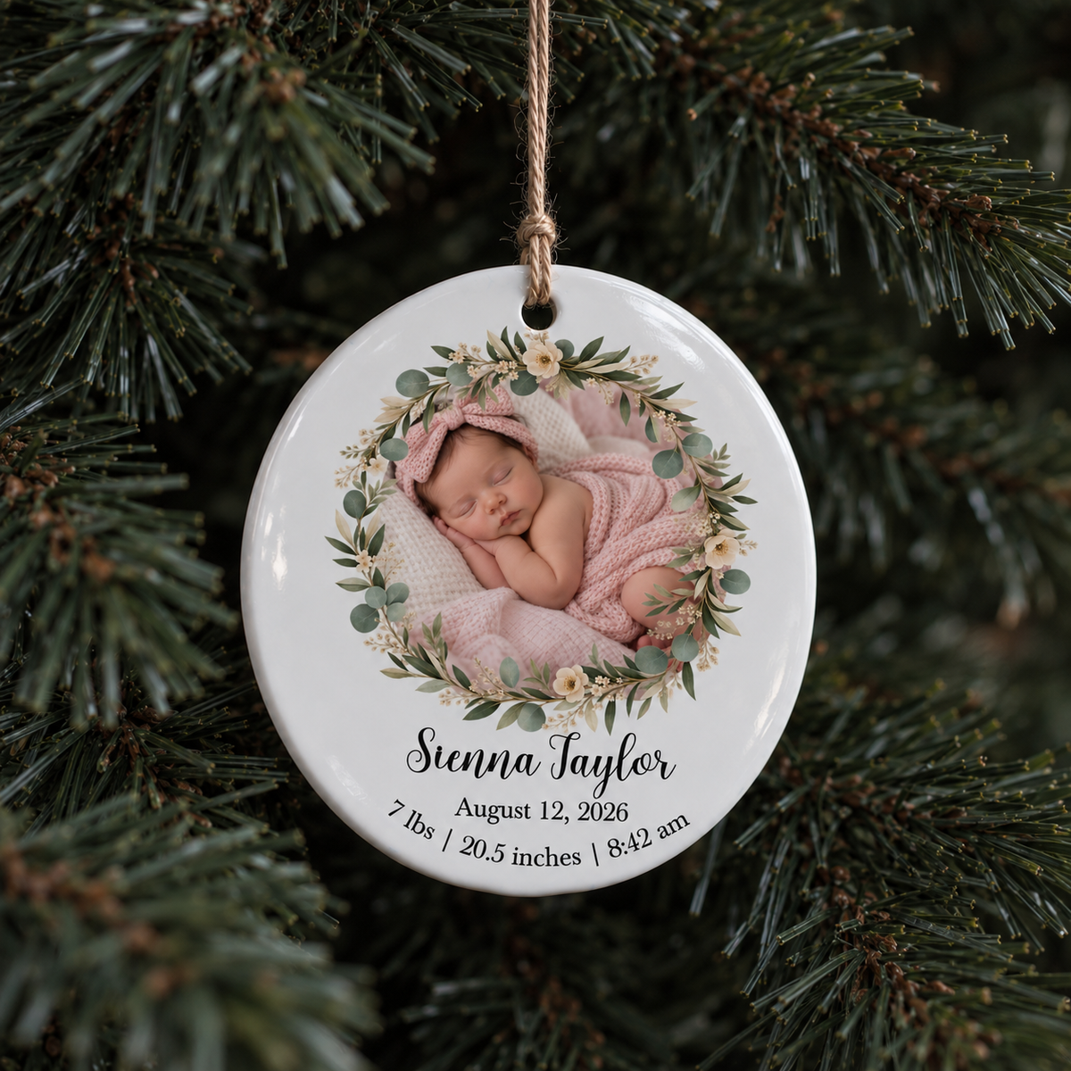 Newborn Stat/Photo Ornament