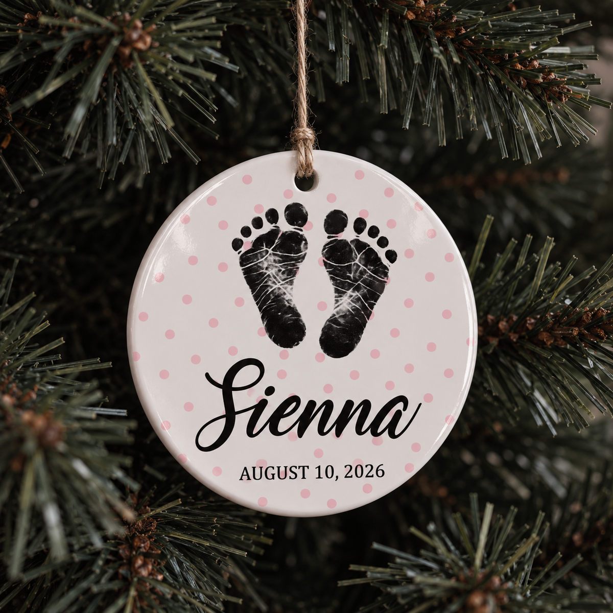 Baby Footprint (Pink) Christmas Ornament