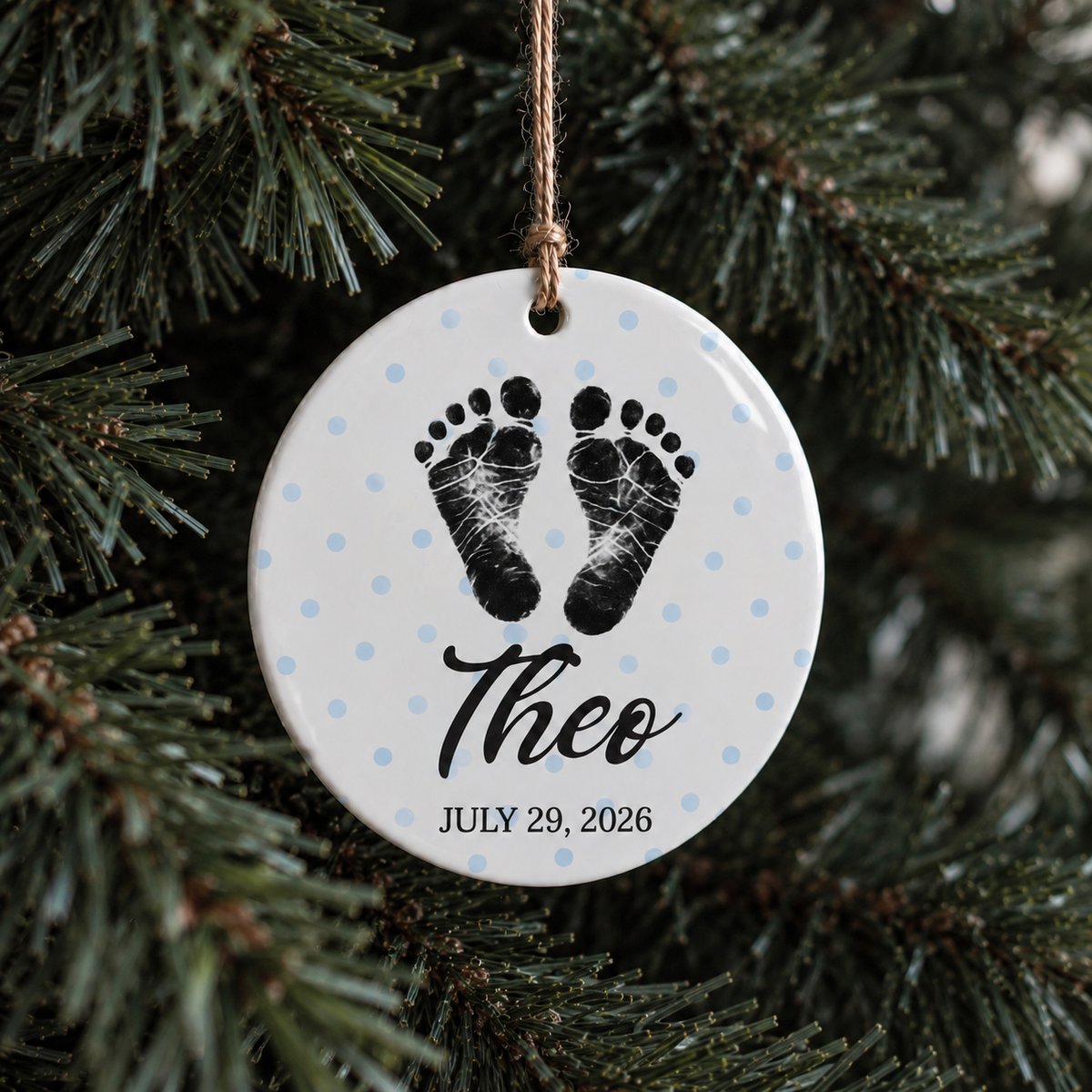 Baby Footprint (Blue) Christmas Ornament