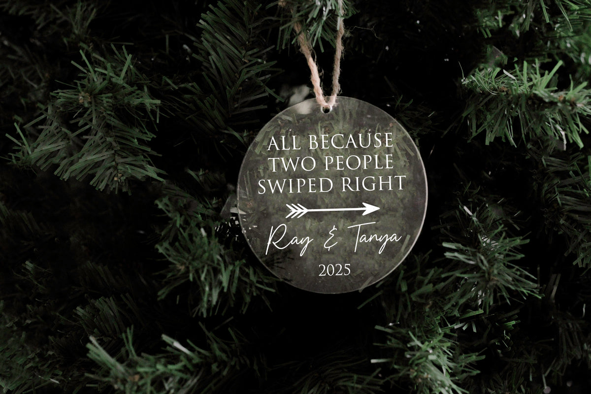 Swiped Right Couples Acrylic Ornament