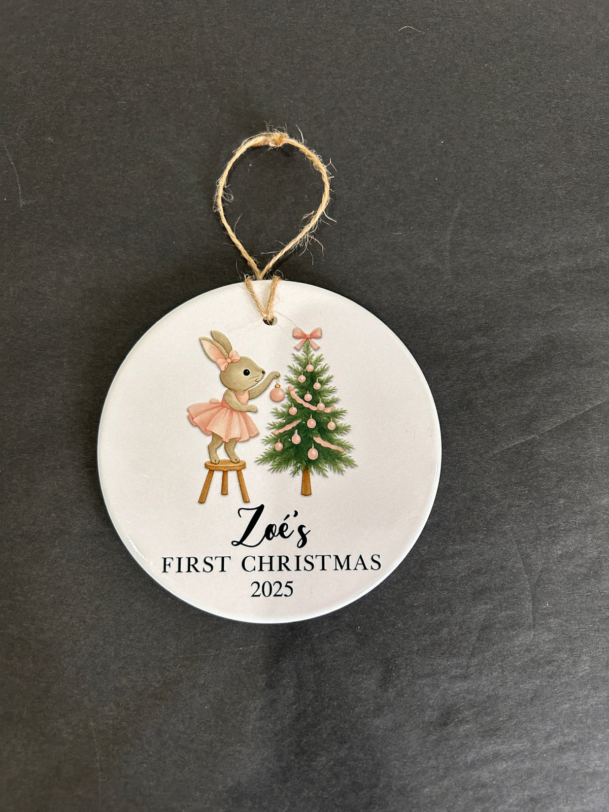 Personalized Bunny First Christmas Ornament