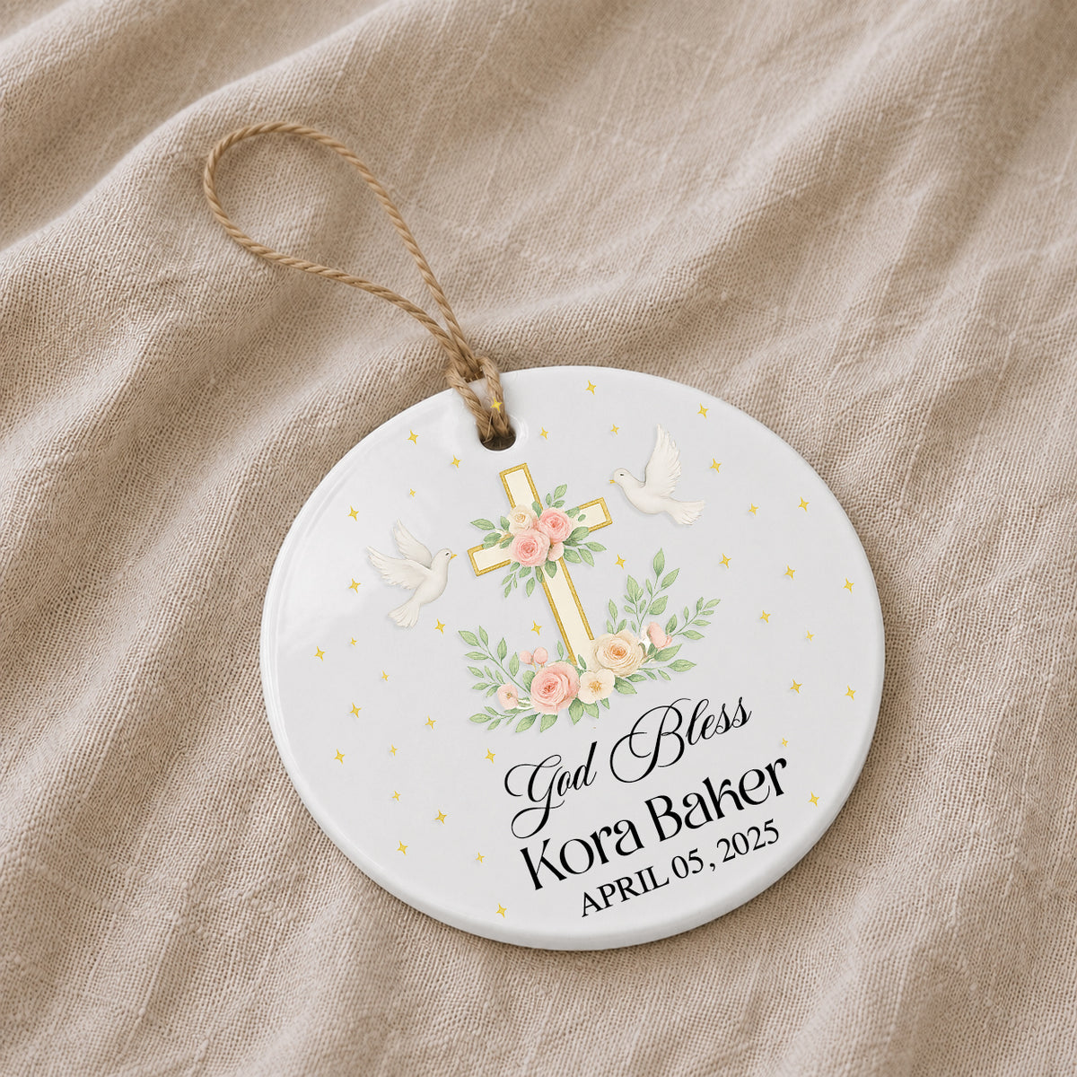 God Bless Ceramic Ornament
